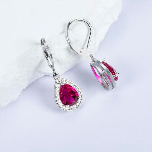 Halo Sparkle Teardrop Leverback Earrings for Women 18K White Gold Plated Opal/Cubic Zirconia Dangle Lightweight Hypoallergenic Jewelry Gifts for Wedding in Kuwait