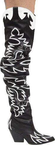 Cape Robbin Kelsey-21 BLACK WHITE ROCK STAR WESTERN POINTED OVER KNEE THIGH BOOT in Saudi Arabia