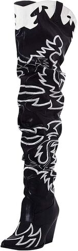 Cape Robbin Kelsey-21 BLACK WHITE ROCK STAR WESTERN POINTED OVER KNEE THIGH BOOT in Saudi Arabia