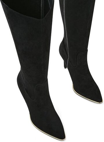 Arromic Women's Pointed Toe Knee High Boots 3.15" Stiletto Heel Sexy Boots Black Suede Knee High Boots for Women in Kuwait