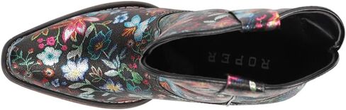 حذاء ROPER النسائي Ingrid Floral Metallic Slip Toe كاجوال بكعب منخفض للكاحل 1-2 بوصة - أسود، متعدد in Kuwait