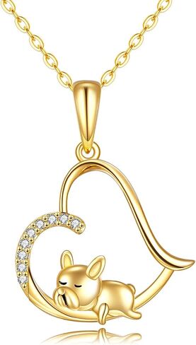 KECHO 14K الذهب قلادة البلدغ الفرنسية للنساء، قلادة القلب مجوهرات هدايا عيد ميلاد لابنة شقيقة الفتيات في سن المراهقة in Saudi Arabia