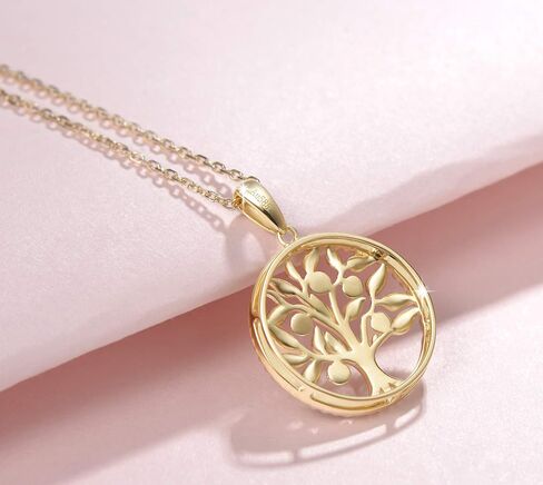 AGVANA 14K Solid Real Gold Tree of Life Necklace for Women Dainty Pendant Necklace Fine Jewelry Anniversary Birthday Gifts for Women Girls Mom Wife Girlfriend Her Yourself, 16"+2" in Saudi Arabia