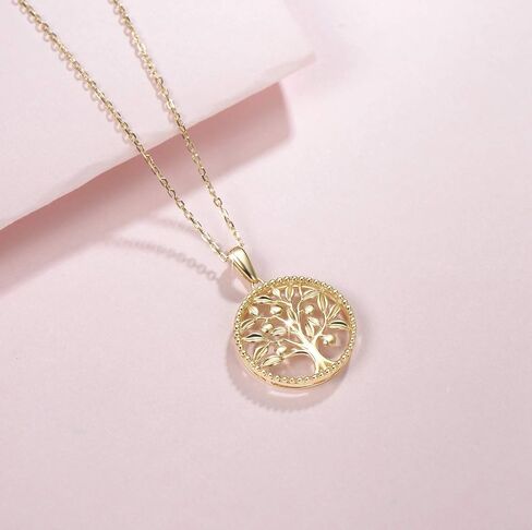 AGVANA 14K Solid Real Gold Tree of Life Necklace for Women Dainty Pendant Necklace Fine Jewelry Anniversary Birthday Gifts for Women Girls Mom Wife Girlfriend Her Yourself, 16"+2" in Saudi Arabia