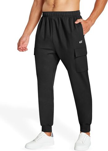 بنطال رياضي قطني رجالي من EZRUN مع 4 جيوب كاجوال مدبب سروال ركض للرجال للجري والتمرين والمسار in Kuwait