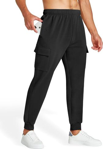 بنطال رياضي قطني رجالي من EZRUN مع 4 جيوب كاجوال مدبب سروال ركض للرجال للجري والتمرين والمسار in Kuwait