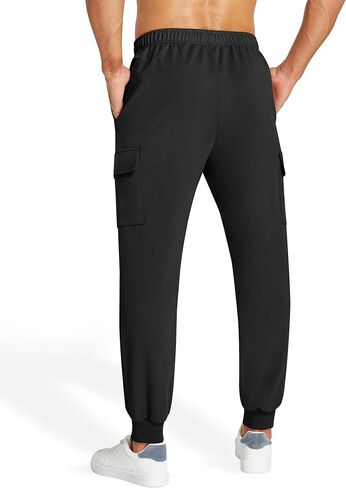 بنطال رياضي قطني رجالي من EZRUN مع 4 جيوب كاجوال مدبب سروال ركض للرجال للجري والتمرين والمسار in Kuwait