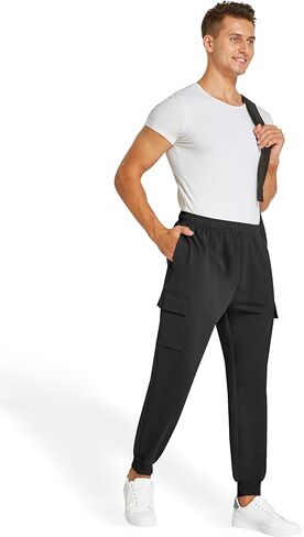 بنطال رياضي قطني رجالي من EZRUN مع 4 جيوب كاجوال مدبب سروال ركض للرجال للجري والتمرين والمسار in Kuwait