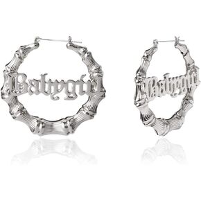 Large Old English Babygirl Earrings Font Golden Big Hollow Round Circle Baby Word Earrings in Kuwait