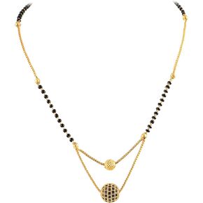 سلسلة مجوهرات من Jewar Mangalsutra Ad Cz متعددة الأحجار مطلية بالذهب ومطرزة بالكريستال الأسود للنساء