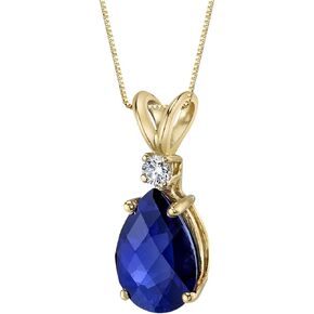Peora 14K White Gold 2.50 Carats Created Blue Sapphire with Genuine Diamond Pendant, AAA Grade Pear Shape Teardrop Solitaire in Saudi Arabia