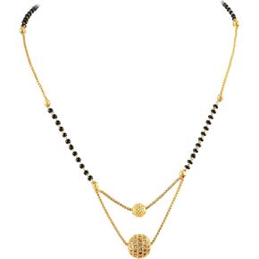 سلسلة مجوهرات من Jewar Mangalsutra Ad Cz متعددة الأحجار مطلية بالذهب ومطرزة بالكريستال الأسود للنساء in Saudi Arabia