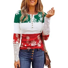 Women's Christmas Holiday T Shirts Leopard Stripe Splicing Sleeve Shirt Xmas Funny Graphic Raglan Baseball Tops in Kuwait