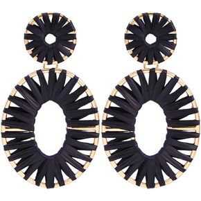 أقراط متدلية على شكل شرابة من الرافية من BaubleStar مصنوعة يدويًا مجوهرات عصرية للنساء والفتيات in Kuwait