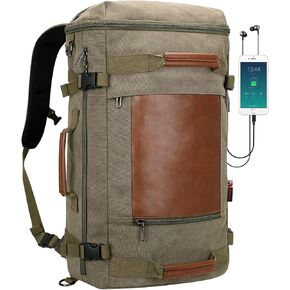 حقيبة ظهر للسفر من WITZMAN مع منفذ شحن USB، حقيبة ظهر كبيرة من القماش، حقيبة ظهر من القماش الخشن تناسب كمبيوتر محمول مقاس 17 بوصة للرجال in Kuwait