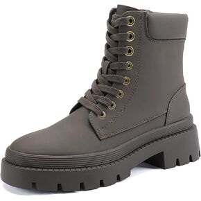 EETTARO Women's Lace Up Ankle Boots Low Heel Military Combat Booties Ladies Mid Calf Work Shoes in Kuwait