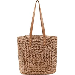 Ayliss Women Straw Shoulder Handbag Tote Shoulder Bag Summer Beach Woven Handmade Weaving Casual Bag for Vocation Travel