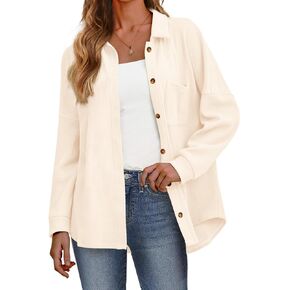 سترة نسائية من AWULIFFAN مصنوعة من نسيج وافل وأكمام طويلة وأزرار سفلية، بلوزات كاجوال أنيقة in Kuwait