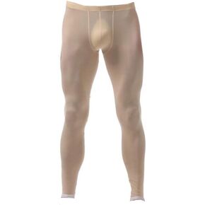 K-Men Men Ice Silk Underwear Low Rise Slim Legging Tight Pant Mesh Long Trousers