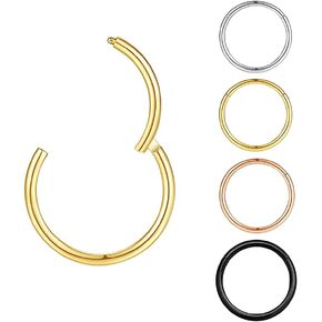 4Pcs 16G 18G 20G Surgical Steel Nose Rings Hoops Hinged Clicker Septum Ring lip ring Cartilage Hoop Gold Silver Rose Gold Black 6mm 7mm 8mm 9mm10mm 12mm Hypoallergenic Body Piercing jewelry for Women Men in Kuwait