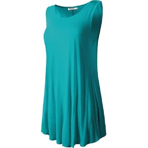 Lock and Love Women Solid Short Sleeve/Sleeveless Tunic for Leggings Swing Tunic Flare Tank Tops S-5XL Plus Size Made in USA