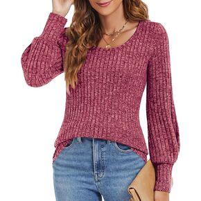 RANPHEE Womens Long Balloon Sleeve Shirts Ladies Fall Casual Lightweight Sweaters in Kuwait