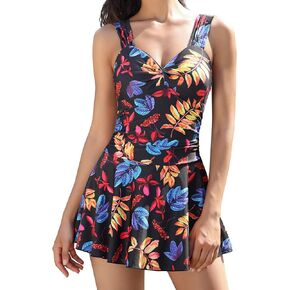 SHEKINI Women's One Piece Swimdress Tummy Control Swimsuit Retro Crossover Bathing Suit in Saudi Arabia