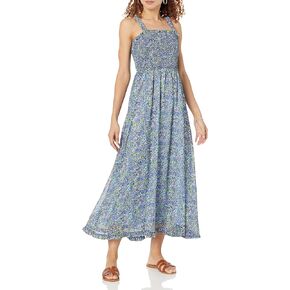 The Drop Women's Jaya Smocked-Bodice Chiffon Maxi Dress Dress