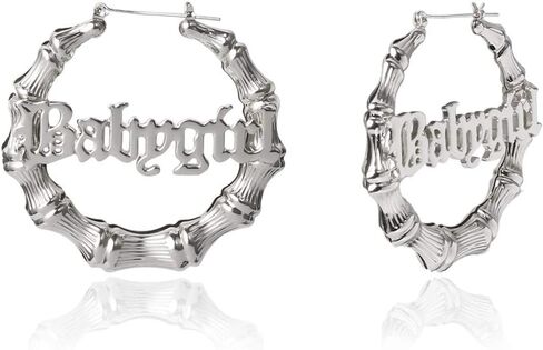 Large Old English Babygirl Earrings Font Golden Big Hollow Round Circle Baby Word Earrings in Kuwait
