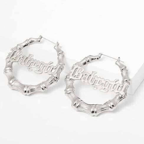 Large Old English Babygirl Earrings Font Golden Big Hollow Round Circle Baby Word Earrings in Kuwait