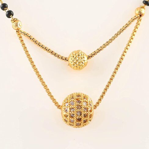 سلسلة مجوهرات من Jewar Mangalsutra Ad Cz متعددة الأحجار مطلية بالذهب ومطرزة بالكريستال الأسود للنساء in Saudi Arabia