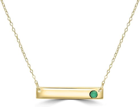 GEMISTRY 925 Sterling Silver Bar Necklace with Genuine Stone For Women & Girls With 16 + 4 Inch Extender Cable Chain. Gemstone and Birthstone Jewelry Gift For Her Birthday|Wedding|Anniversary in Kuwait