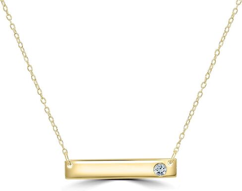 GEMISTRY 925 Sterling Silver Bar Necklace with Genuine Stone For Women & Girls With 16 + 4 Inch Extender Cable Chain. Gemstone and Birthstone Jewelry Gift For Her Birthday|Wedding|Anniversary in Kuwait