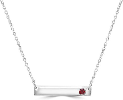 GEMISTRY 925 Sterling Silver Bar Necklace with Genuine Stone For Women & Girls With 16 + 4 Inch Extender Cable Chain. Gemstone and Birthstone Jewelry Gift For Her Birthday|Wedding|Anniversary in Kuwait