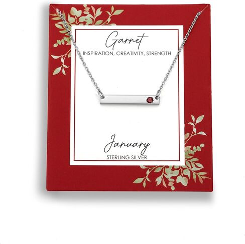 GEMISTRY 925 Sterling Silver Bar Necklace with Genuine Stone For Women & Girls With 16 + 4 Inch Extender Cable Chain. Gemstone and Birthstone Jewelry Gift For Her Birthday|Wedding|Anniversary in Kuwait
