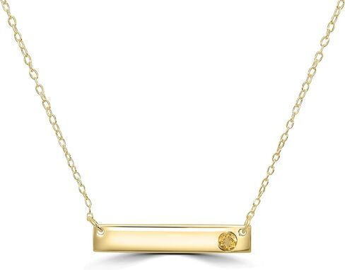 GEMISTRY 925 Sterling Silver Bar Necklace with Genuine Stone For Women & Girls With 16 + 4 Inch Extender Cable Chain. Gemstone and Birthstone Jewelry Gift For Her Birthday|Wedding|Anniversary in Kuwait