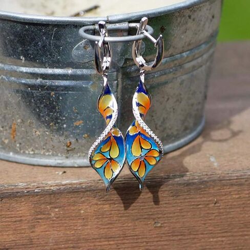 ASFUSS Earrings for Women Mom Elegant Women Faux Sapphire Rhinestone Inlaid Drop Huggie Earrings Eardrops Statement Jewelry in Saudi Arabia