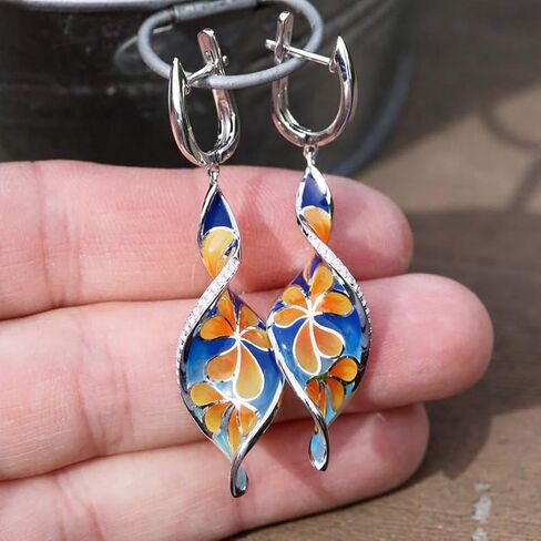ASFUSS Earrings for Women Mom Elegant Women Faux Sapphire Rhinestone Inlaid Drop Huggie Earrings Eardrops Statement Jewelry in Saudi Arabia