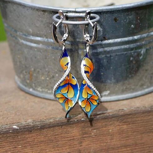 ASFUSS Earrings for Women Mom Elegant Women Faux Sapphire Rhinestone Inlaid Drop Huggie Earrings Eardrops Statement Jewelry in Saudi Arabia