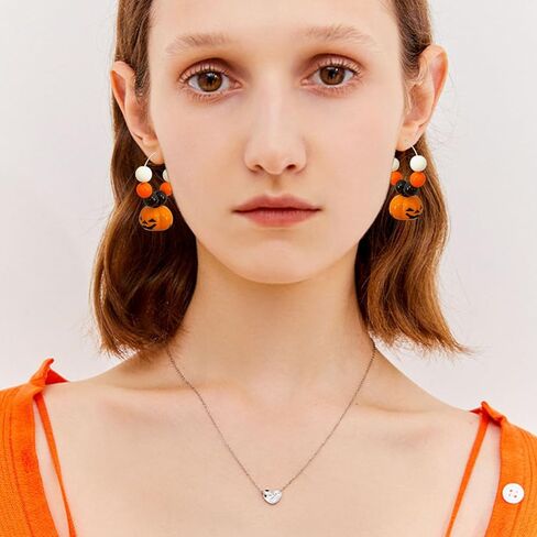هالوين صغيرة لطيف البرتقال اليقطين تتدلى الأقراط بيان لذيذ الخريف الأبيض اليقطين الأذن الأسلاك مجوهرات للنساء الفتيات الخريف هدايا عيد الشكر in Kuwait