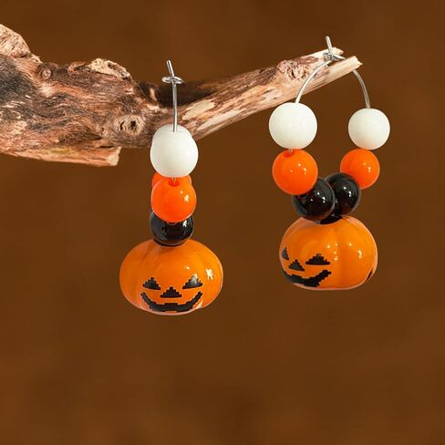 هالوين صغيرة لطيف البرتقال اليقطين تتدلى الأقراط بيان لذيذ الخريف الأبيض اليقطين الأذن الأسلاك مجوهرات للنساء الفتيات الخريف هدايا عيد الشكر in Kuwait