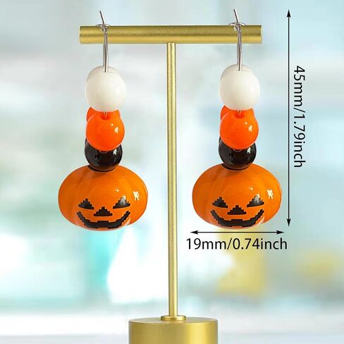 هالوين صغيرة لطيف البرتقال اليقطين تتدلى الأقراط بيان لذيذ الخريف الأبيض اليقطين الأذن الأسلاك مجوهرات للنساء الفتيات الخريف هدايا عيد الشكر in Kuwait