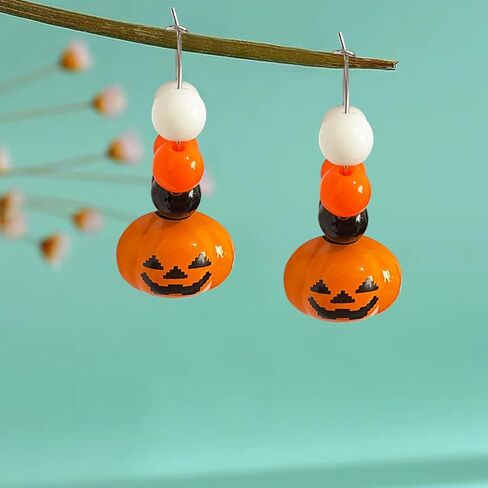 هالوين صغيرة لطيف البرتقال اليقطين تتدلى الأقراط بيان لذيذ الخريف الأبيض اليقطين الأذن الأسلاك مجوهرات للنساء الفتيات الخريف هدايا عيد الشكر in Kuwait