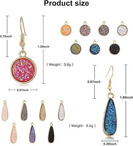 FIFATA 16 زوجًا من الأقراط المتدلية الكريستالية على شكل دمعة للنساء والفتيات بوهو قوس قزح كوارتز الأذن مسمار مكعب زركونيا هوب مجموعة مجوهرات لحفلات الزفاف وهدايا عيد الميلاد in Kuwait