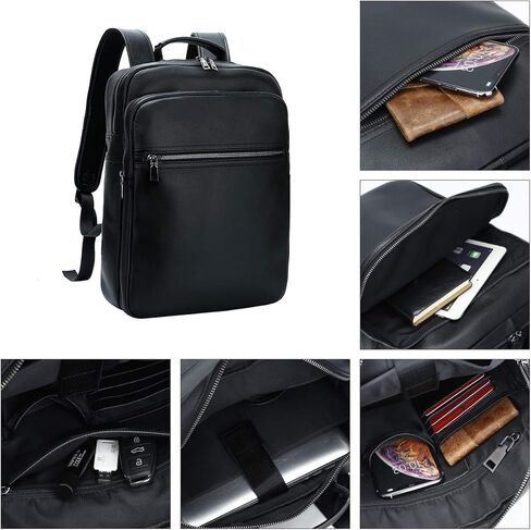 حقيبة ظهر جلدية من Leathario للرجال مقاس 15.6 بوصة من الجلد الطبيعي حقيبة ظهر للكمبيوتر المحمول ذات سعة كبيرة حقيبة ظهر كلاسيكية للأعمال in Kuwait