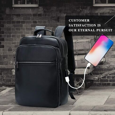 حقيبة ظهر جلدية من Leathario للرجال مقاس 15.6 بوصة من الجلد الطبيعي حقيبة ظهر للكمبيوتر المحمول ذات سعة كبيرة حقيبة ظهر كلاسيكية للأعمال in Kuwait