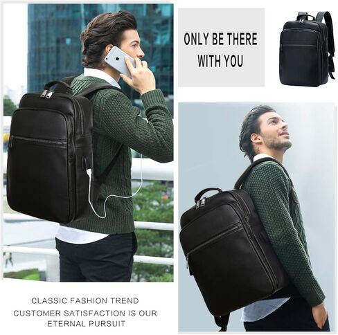 حقيبة ظهر جلدية من Leathario للرجال مقاس 15.6 بوصة من الجلد الطبيعي حقيبة ظهر للكمبيوتر المحمول ذات سعة كبيرة حقيبة ظهر كلاسيكية للأعمال in Kuwait