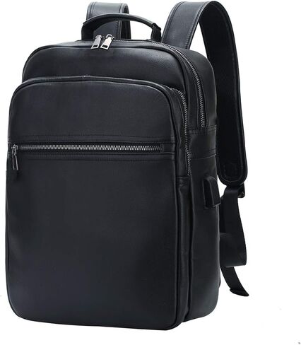 حقيبة ظهر جلدية من Leathario للرجال مقاس 15.6 بوصة من الجلد الطبيعي حقيبة ظهر للكمبيوتر المحمول ذات سعة كبيرة حقيبة ظهر كلاسيكية للأعمال in Kuwait