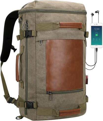 حقيبة ظهر للسفر من WITZMAN مع منفذ شحن USB، حقيبة ظهر كبيرة من القماش، حقيبة ظهر من القماش الخشن تناسب كمبيوتر محمول مقاس 17 بوصة للرجال in Kuwait