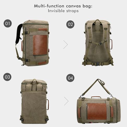 حقيبة ظهر للسفر من WITZMAN مع منفذ شحن USB، حقيبة ظهر كبيرة من القماش، حقيبة ظهر من القماش الخشن تناسب كمبيوتر محمول مقاس 17 بوصة للرجال in Kuwait